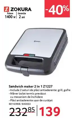 Selgros Sandwich maker 2 în 1 Z1227 Ofertă