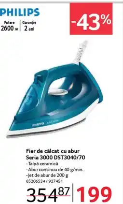 Selgros PHILIPS Fier de călcat cu abur Seria 3000 DST3040/70 Ofertă
