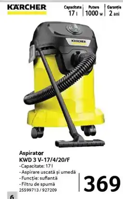 Selgros KÄRCHER Aspirator KWD 3 V-17/4/20/F Ofertă