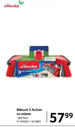 Selgros Vileda Mătură 3 Action cu mâner Ofertă