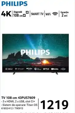 Selgros PHILIPS TV 108 cm 43PUS7609 Ofertă