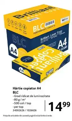 Selgros Hârtie copiator A4 BLC Ofertă