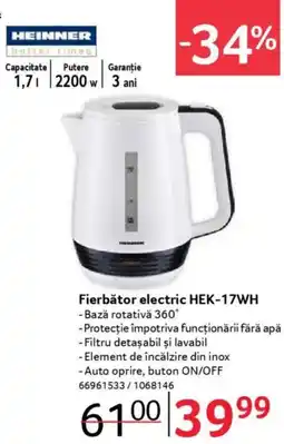 Selgros Fierbător electric HEK-17WH Ofertă