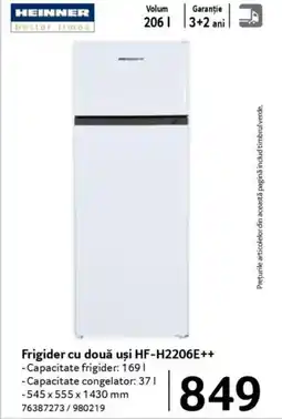 Selgros Frigider cu două uşi HF-H2206E++ Ofertă