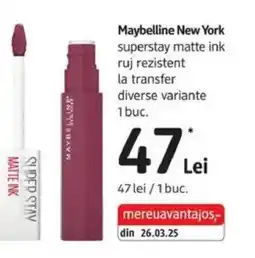 DM Maybelline New York superstay matte ink ruj rezistent la transfer Ofertă