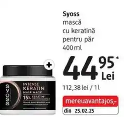 DM Syoss mască cu keratinǎ pentru păr Ofertă