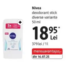 DM Nivea deodorant stick diverse variante Ofertă