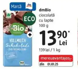 DM dmBio ciocolată cu lapte Ofertă