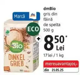 DM dmBio gris din făină de spelta Ofertă