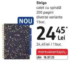 DM Strigo caiet cu spirală 200 pagini diverse variante Ofertă