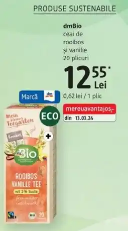 DM dmBio ceai de rooibos şi vanilie 20 plicuri Ofertă