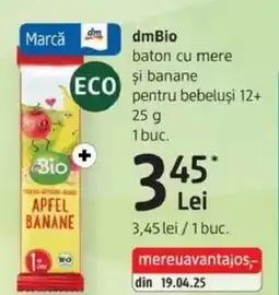 DM dmBio baton cu mere şi banane pentru bebeluşi 12+ Ofertă