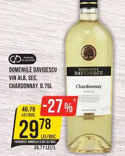 Mega Image Domeniile davidescu vin alb, sec, chardonnay Ofertă