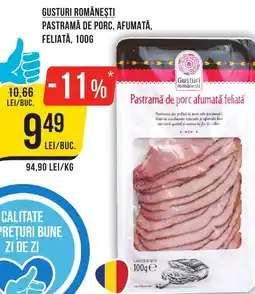 Mega Image Gusturi româneşti pastramă de porc, afumată, feliată Ofertă
