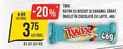 Mega Image TWIX Baton cu biscuit și caramel sărat, învelit în ciocolată cu lapte Ofertă