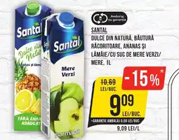 Mega Image SANTAL Dulce din natură, băutură racoritoare, ananas și lămâie/cu suc de mere verzi/ mere Ofertă