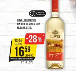 Mega Image Jidvei grigorescu vin alb, demisec, dry muscat Ofertă