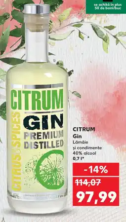 Kaufland CITRUM Gin Lamâie şi condimente 40% alcool Ofertă