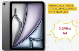 Media Galaxy Tableta APPLE iPad Air 11" (M3), 128GB, 8GB RAM, Wi-Fi, Space Gray Ofertă