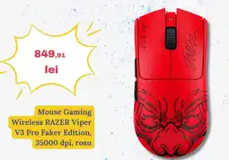 Media Galaxy Mouse Gaming Wireless RAZER Viper V3 Pro Faker Edition, 35000 dpi, rosu Ofertă