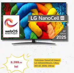 Media Galaxy Televizor NanoCell Smart LG 55NANO81A3A, Ultra HD 4K, HDR, 139cm Ofertă