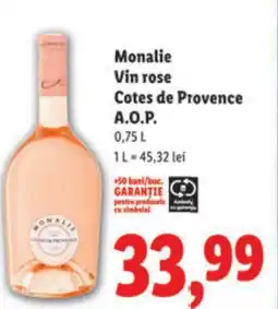 Lidl Monalie Vin rose Cotes de Provence A.O.P. Ofertă