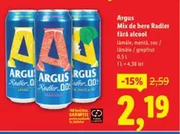 Lidl Argus Mix de bere Radler fără alcool Ofertă