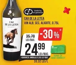 Mega Image CAII DE LA LETEA Vin alb, sec, aligote Ofertă