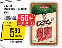 Mega Image Cris-tim salam bănăţean, feliat, Ofertă