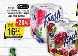 Mega Image FRESH 0.0 Bere fără alcool, cu suc de zmeură şi coacăze/cireșe & lămâie, doză Ofertă