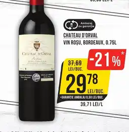 Mega Image CHATEAU D'ORVAL Vin roşu, bordeaux, Ofertă