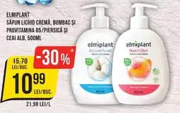 Mega Image ELMIPLANT Săpun lichid cremă, bumbac și provitamina b5/piersică şi ceai alb Ofertă