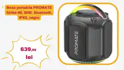 Altex Boxa portabila PROMATE Strike-80, 80W, Bluetooth, IPX5, negru Ofertă