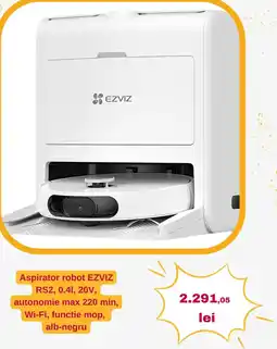 Altex Aspirator robot EZVIZ RS2, 0.41, 20V, autonomie max 220 min, Wi-Fi, functie mop, alb-negru Ofertă