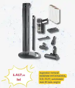 Media Galaxy Aspirator vertical HISENSE HVC676451DA, 0.51, 25.2V, autonomie max 60 min, negru Ofertă