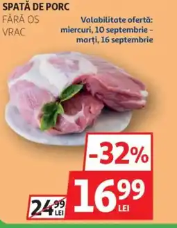 Auchan Spată de porc fără os vrac Ofertă