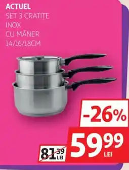 Auchan Actuel set 3 cratite inox Ofertă