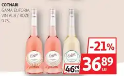 Auchan Cotnari gama euforia vin alb/roze Ofertă