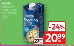 Auchan Meggle smântână pentru gătit 20% gråsime Ofertă