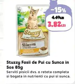 Animax Stuzzy Fasii de Pui cu Sunca in Sos Ofertă