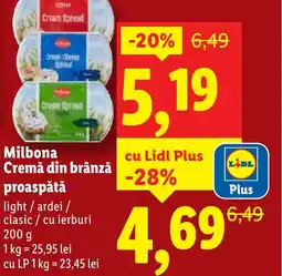 Lidl Milbona Cremă din brânză proaspătă Ofertă