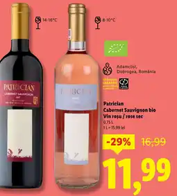 Lidl Patrician Cabernet Sauvignon bio Vin rosu / rose sec Ofertă