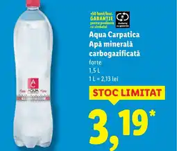 Lidl Aqua Carpatica Apă minerală carbogazificată Ofertă