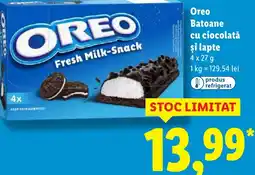 Lidl Oreo Batoane cu ciocolată şi lapte Ofertă