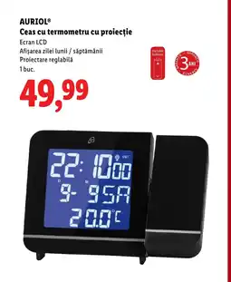 Lidl AURIOL® Ceas cu termometru cu proiecție Ofertă