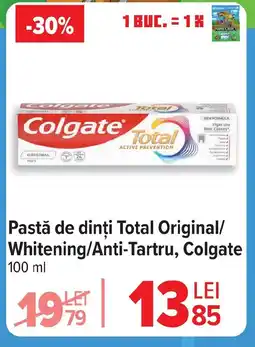 Carrefour Pastă de dinți Total Original/ Whitening/Anti-Tartru, Colgate Ofertă
