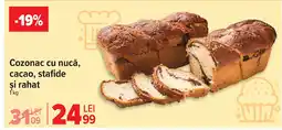 Carrefour Cozonac cu nucă, cacao, stafide si rahat Ofertă