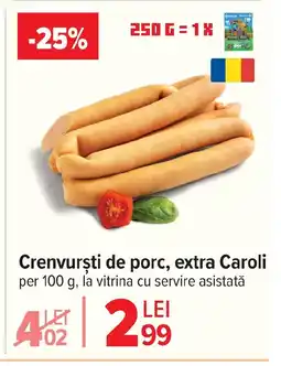 Carrefour Crenvursti de porc, extra Caroli Ofertă