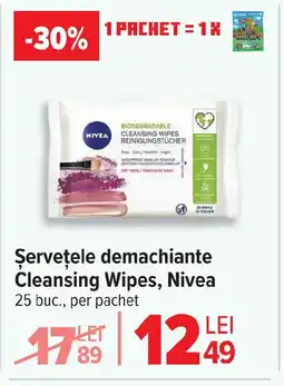 Carrefour Şervețele demachiante Cleansing Wipes, Nivea Ofertă