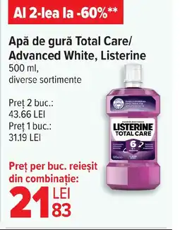 Carrefour Apă de gură Total Care/ Advanced White, Listerine Ofertă
